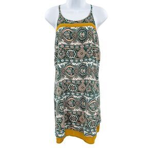 THML Ornate Bohemian Print Sleeveless Layered Slip Dress XS